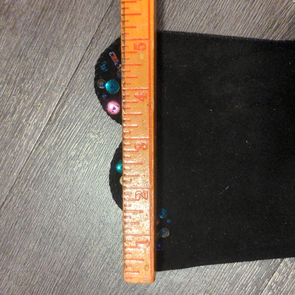 Black Suede Gloves Arm Sleeves Gauntlet Sequined Elegant 4pc Set Vintage SZ S - Picture 10 of 15